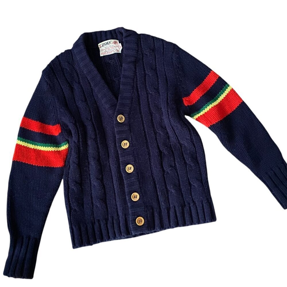 Vintage IZOD Classic Cardigan Striped Kid's Button Front Cardigan Size 6